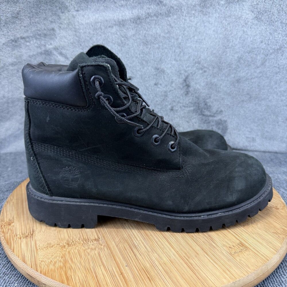 Timberland Boots Mens Size 7 Black Nubuck Leather Ankle Combat 12907 Lug Sole